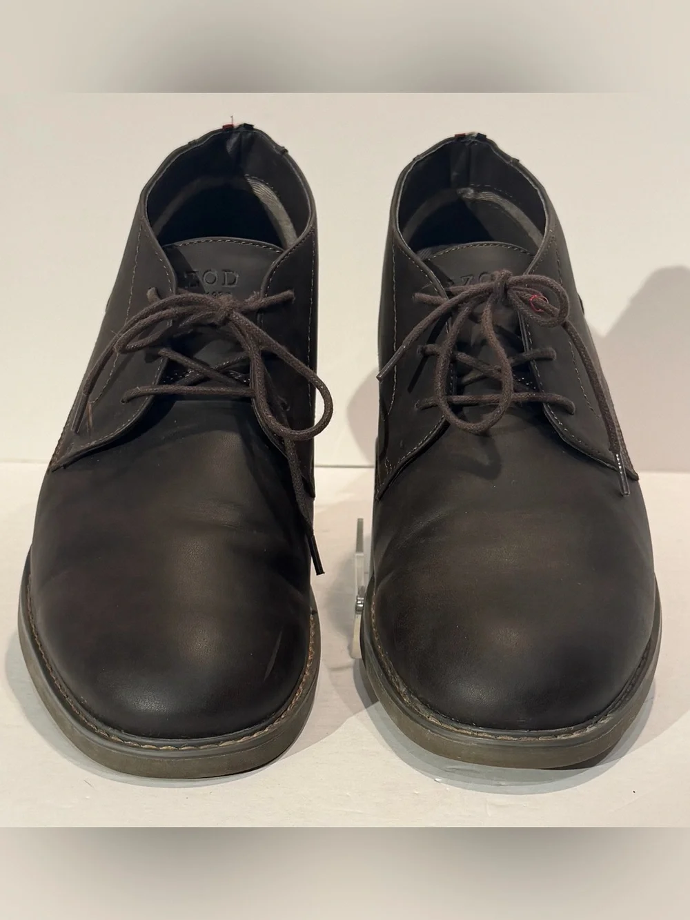Izod Mens 11 Med Inwood Gaucho Chukka Boots Brown Faux Leather Lace Up
